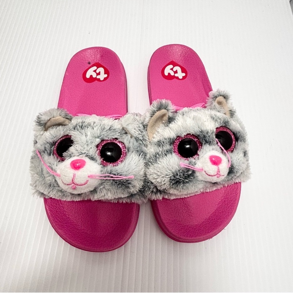 TY‎ Fashion Girls size 13-1 KiKi Cat Slides Slip On Pink Sandals
